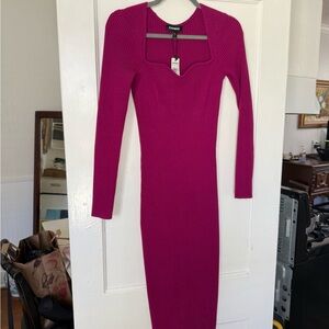 Express Pink Ribbed Knit Top